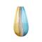 Multicolored Ombre Glass Vase with Pink Textured Stripe Details